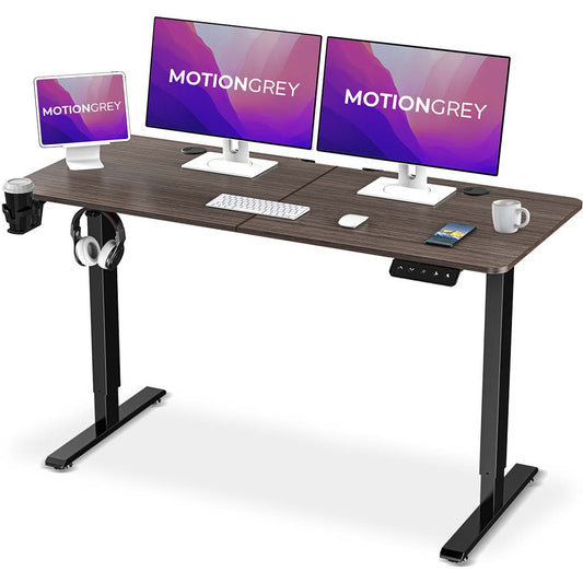 BNIB-Ergo2 Electric Standing Desk, Affordable Office Must-Have Desk, Walnut/Black