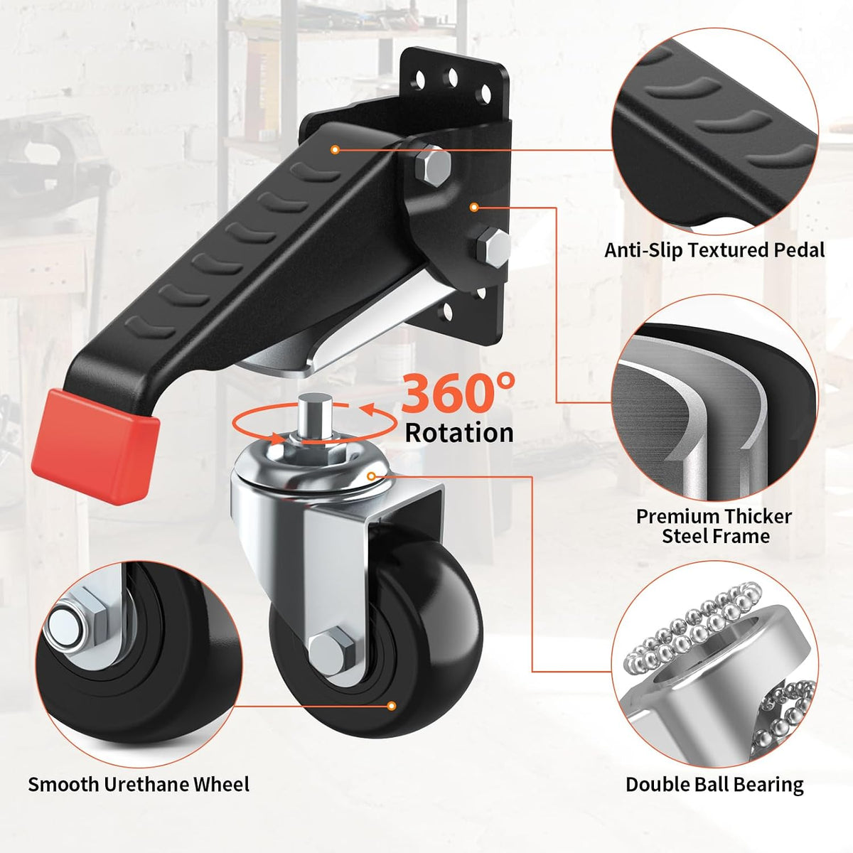 BNIB-Heavy Duty Workbench Casters - 720lbs Capacity, 4 Pack (Retractable) -$30