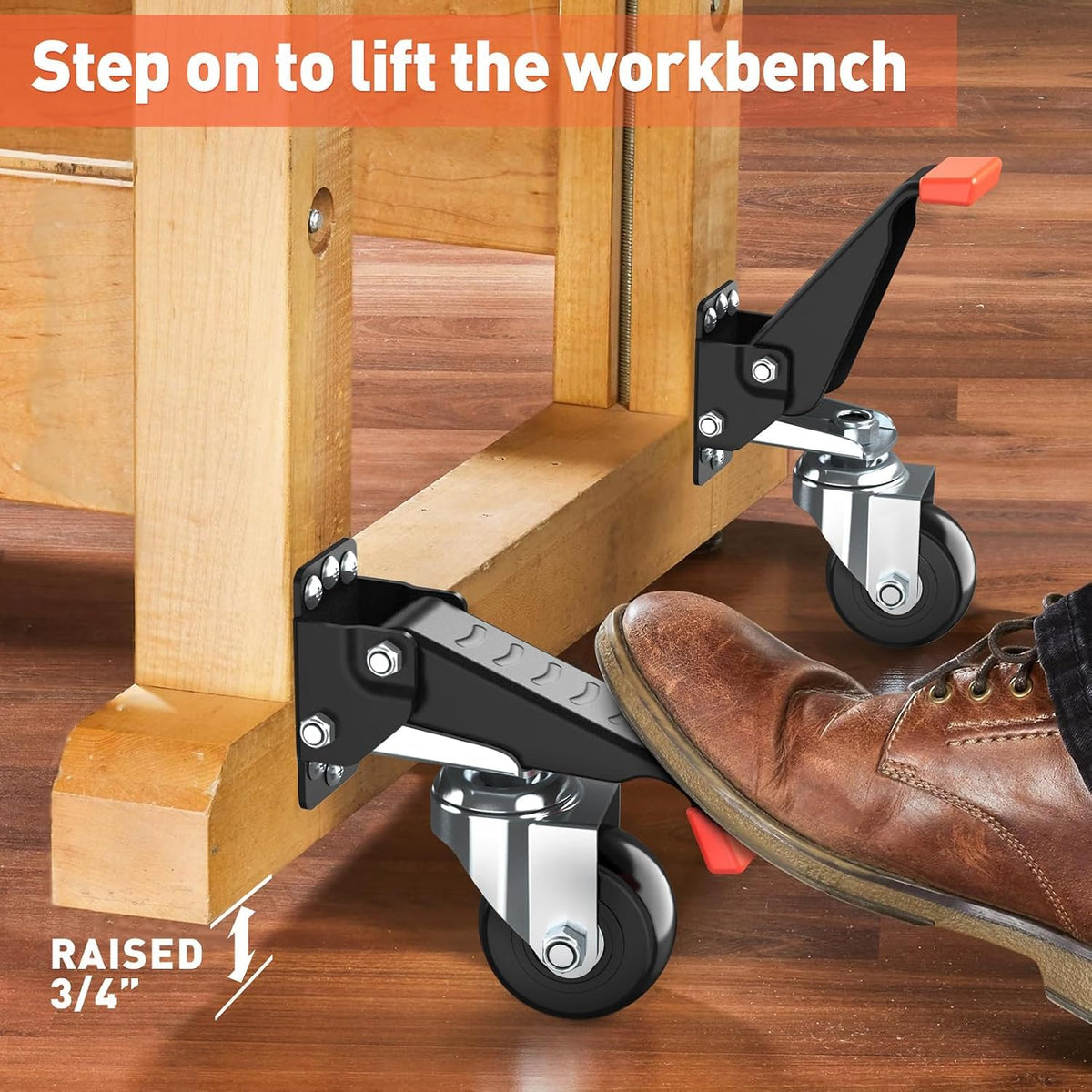 BNIB-Heavy Duty Workbench Casters - 720lbs Capacity, 4 Pack (Retractable) -$30