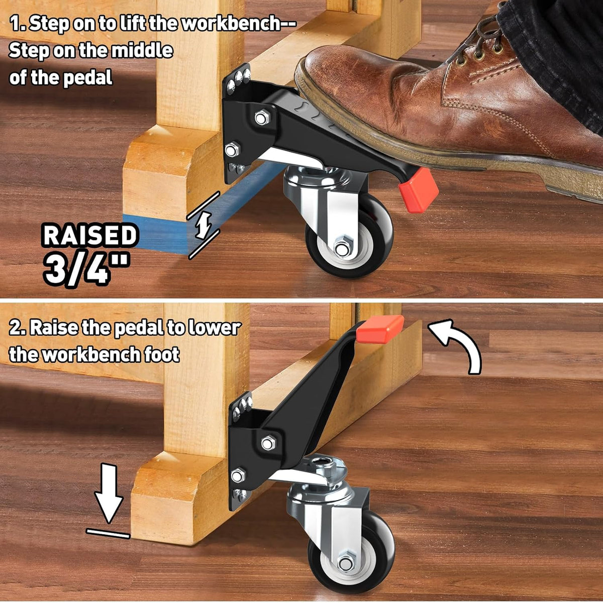 BNIB-Heavy Duty Workbench Casters - 720lbs Capacity, 4 Pack (Retractable) -$30