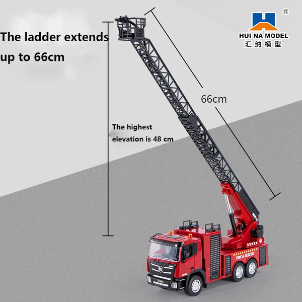 BNIB-Huina 1361 2.4GHz 9-Channel RC Fire Truck with Rechargeable Battery, Water Spray, Sound & Light Effects