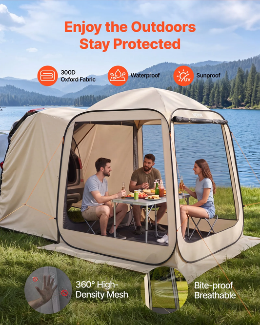 VEVOR Screen House Tent, 6 x 6 ft, 4-6 Person Pop Up SUV Tailgate Tent, Portable Screened,-$100