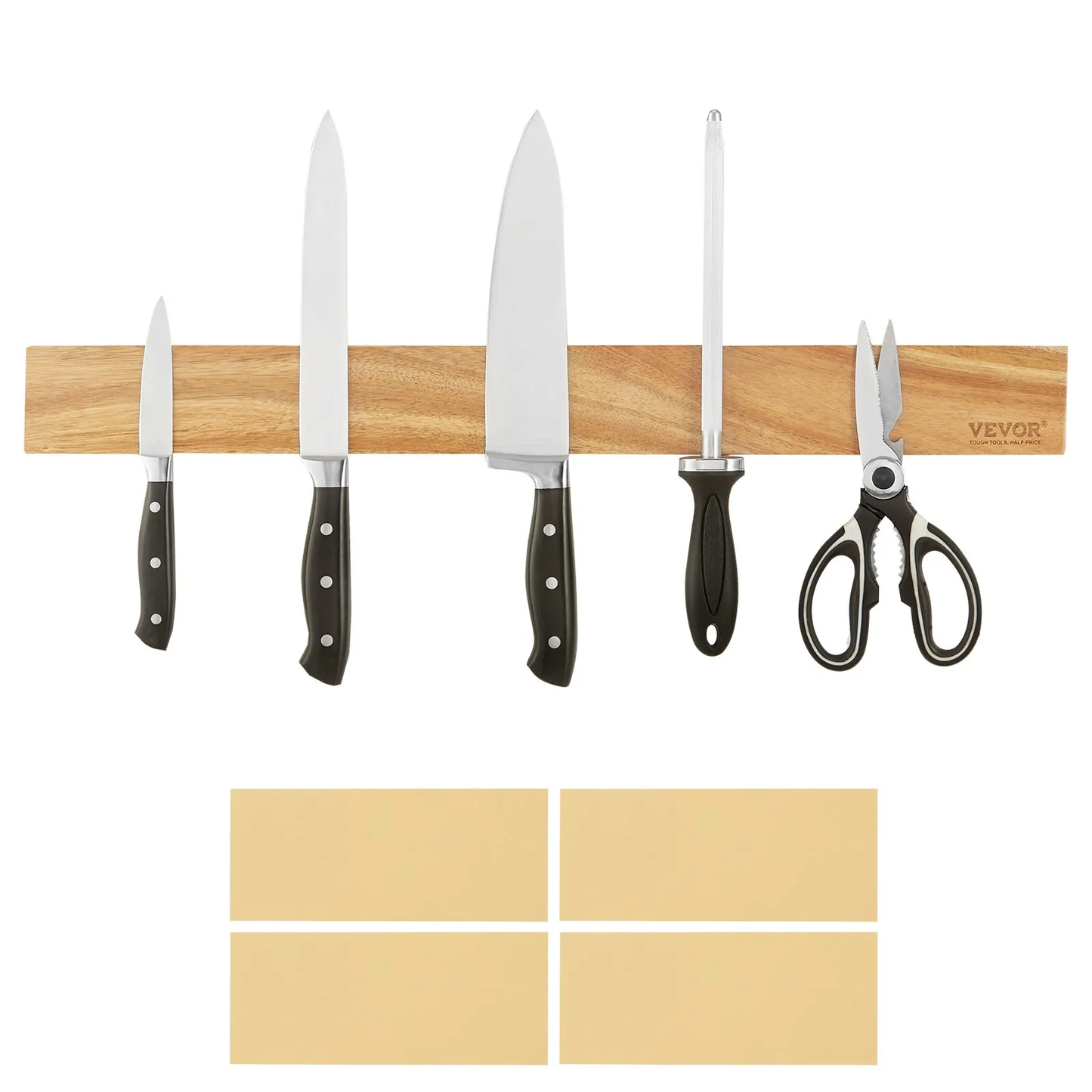 VEVOR Magnetic Knife Holder with Enhanced Strong Magnet, 24" No Drilling Knife Strips Organizer for Wall