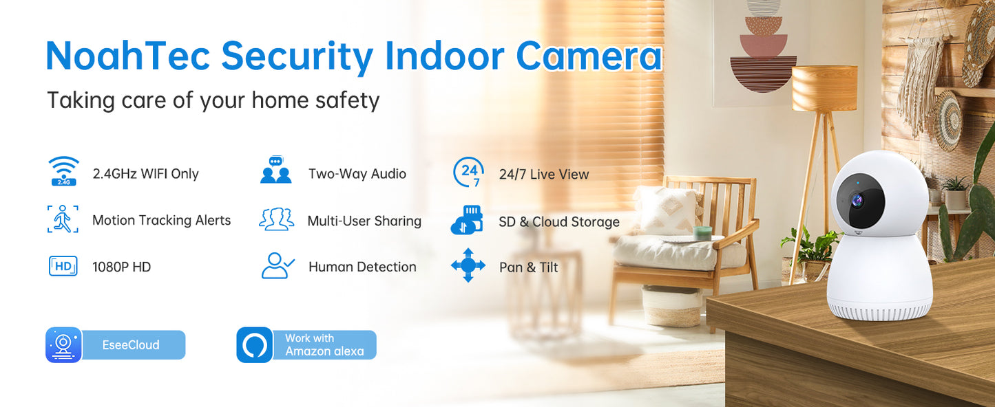 BNIB-Indoor Security Camera, 1080P Camera, 2.4GHz WiFi Security Cameras Wireless Indoor,-$20