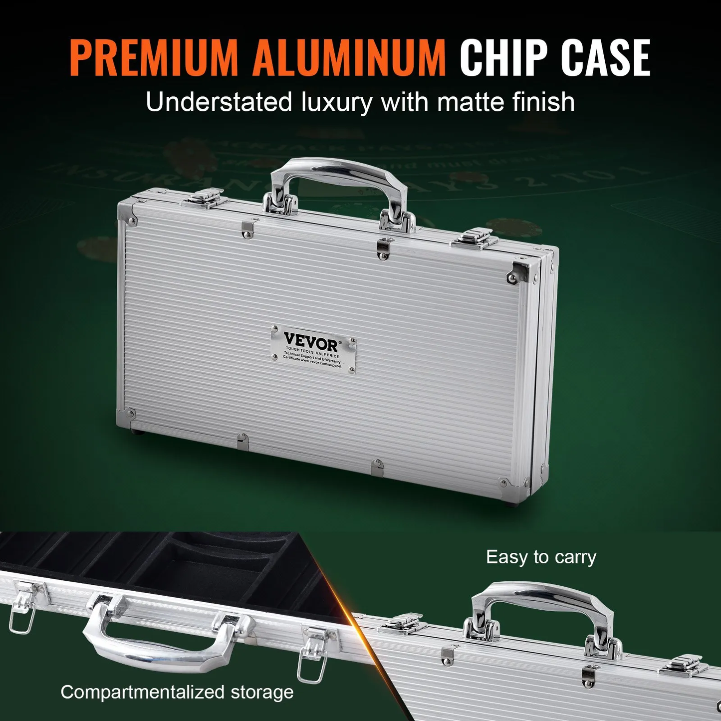 VEVOR Poker Chip Set, 300-Piece Poker Set, Complete Poker Playing Game Set with Aluminum Carrying Case,-$35