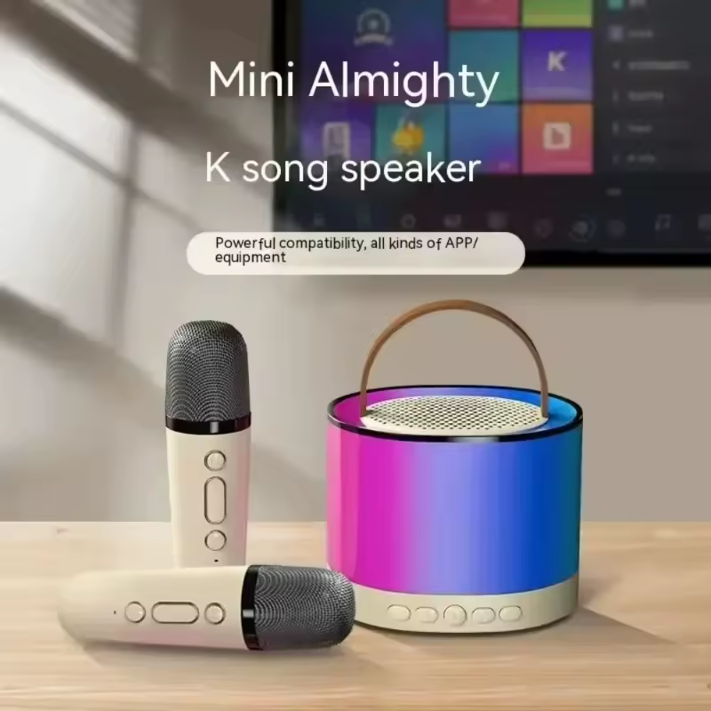 BNIB-K52 Wireless Bluetooth Speaker, 4-in-1 Microphone RGB Music Player Karaoke Machine