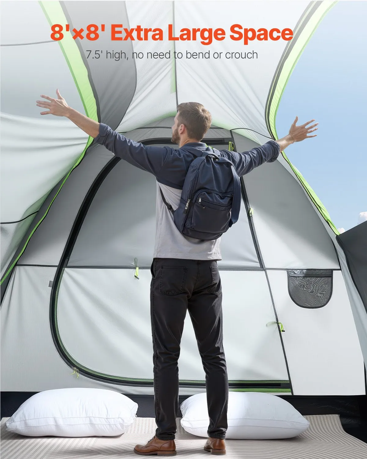 VEVOR SUV Tent for Camping, 8FT L x 8FT W, Waterproof PU2000mm Spacious Double Design,-$165
