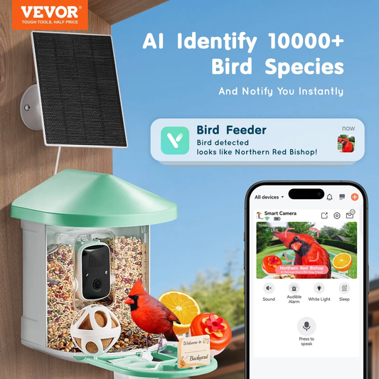 VEVOR Smart Bird Feeder with Camera 2K HD AI Identify Bird Species Auto Capture,-$70