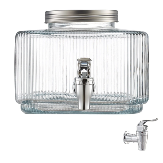 VEVOR Beverage Dispenser, 0.8 Gallon Drink for Parties, Glass Juice Dispenser with No-Drip Spigot,-$30