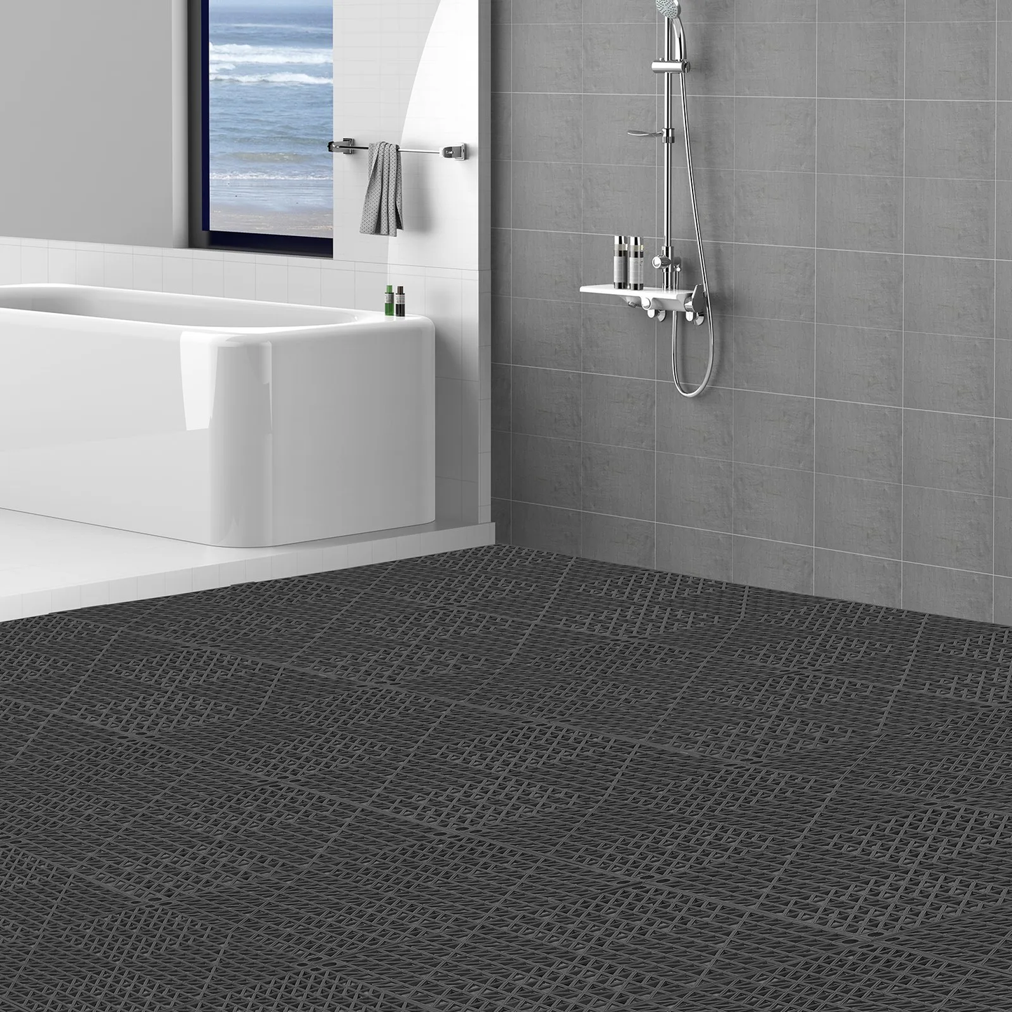 VEVOR Modular Interlocking Cushion, 50 Pack 12" x 12" Splicing Drainage Mats, Soft PVC Interlocking,-$75