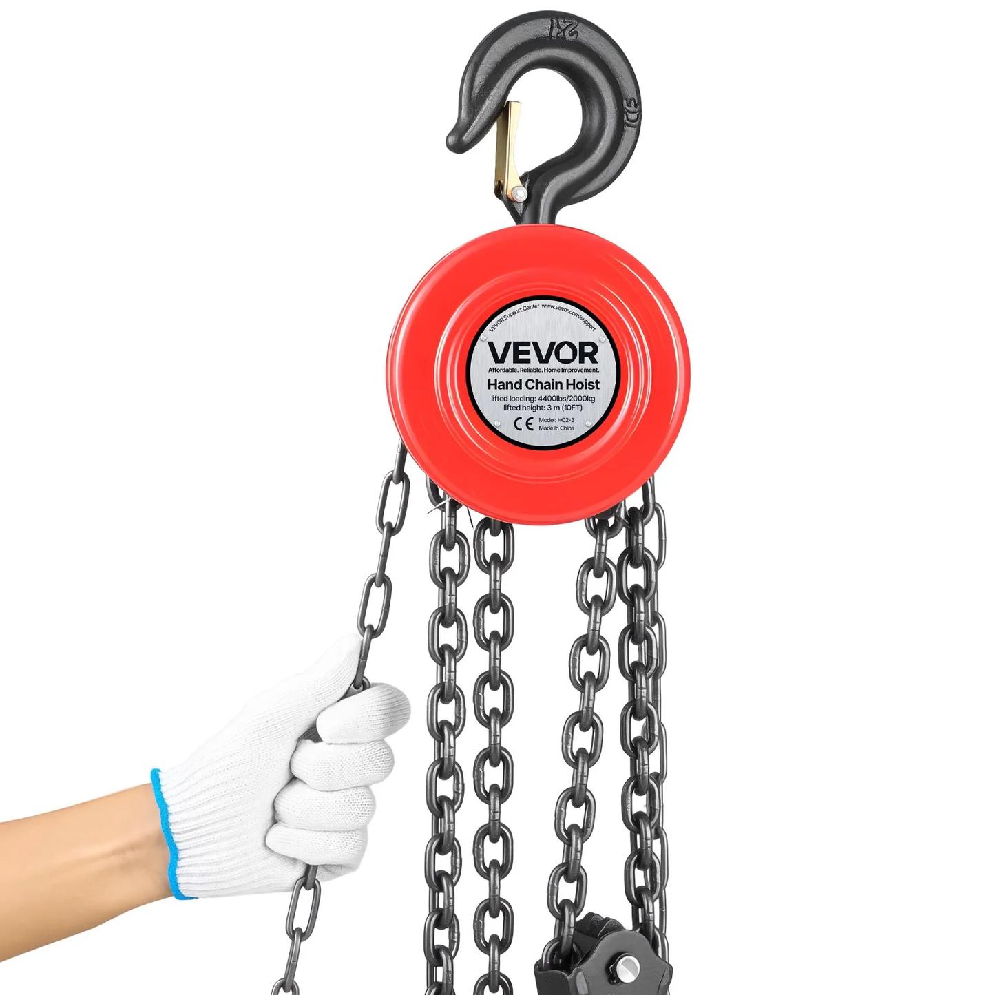 VEVOR Hand Chain Hoist, 2 Ton 4400 lbs Capacity, Manual Chain Block with Upgrade G70 Galvanized Chain,-$40