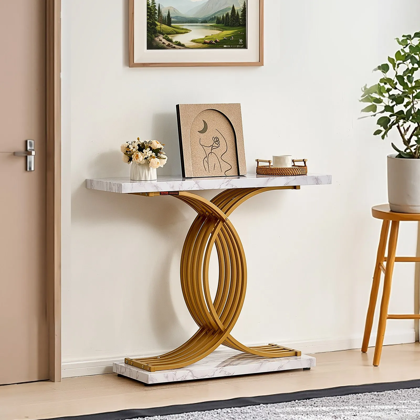 New Assembled VEVOR Narrow Console Sofa Table, 39.4 inches Behind Couch Table, 1-Tier Long Entryway Table