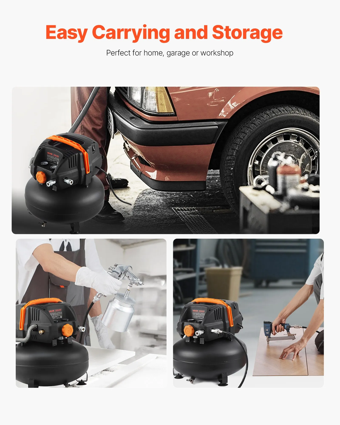 VEVOR 6 Gallon Air Compressor, 1.7HP 2.3CFM @ 90PSI Portable Pancake Air Compressor & 150PSI Max,-$130