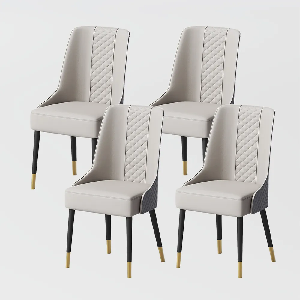 BNIB-POVISON Contemporary Upholstered Dining Chairs Set of 4, Gray & Light Gray PU Leather,-$800