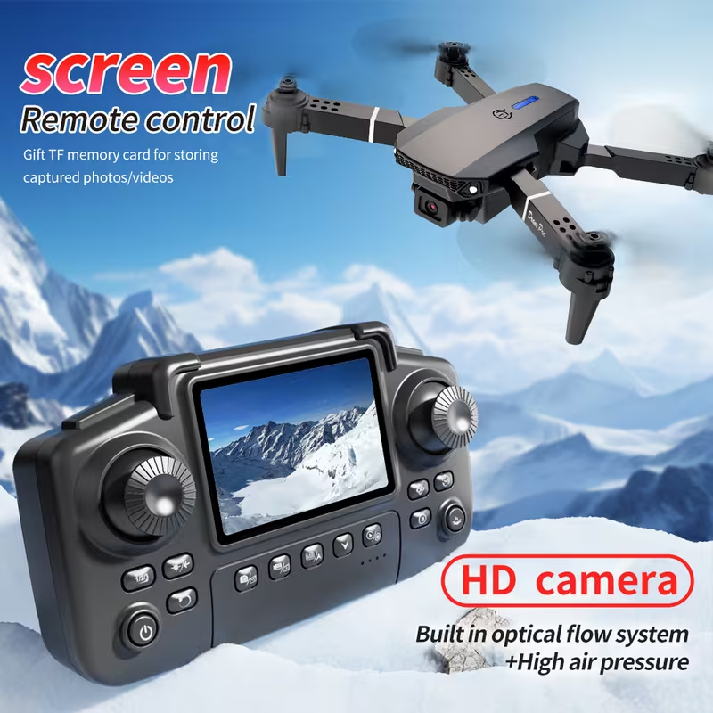 Brand New 2025 New E88 Screen-Controlled Drone, equipped with dual electric cameras, 480P (Black),-$35