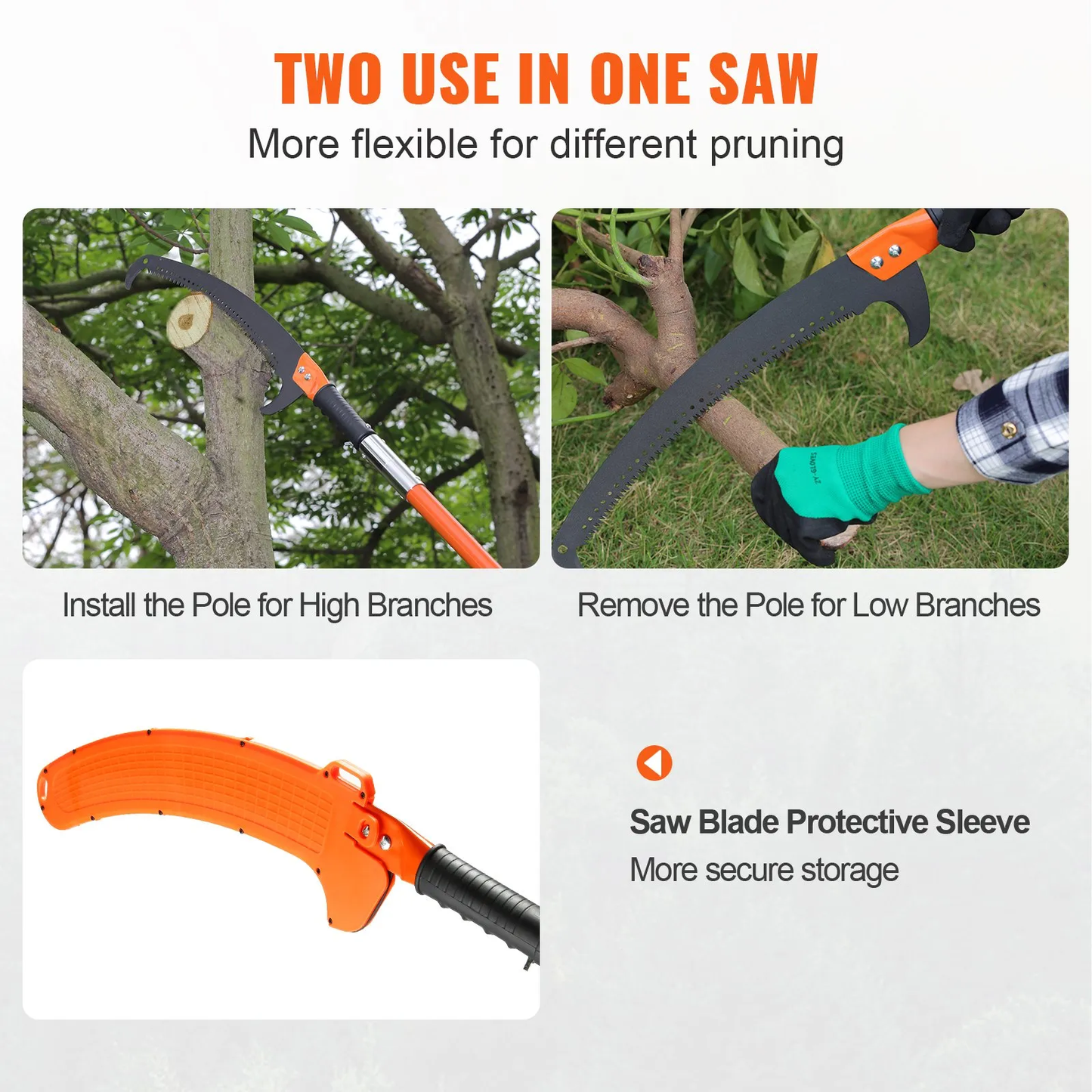 VEVOR Manual Pole Saw, 7.3-27 ft Extendable Tree Pruner, Sharp Steel Blade High Branches Trimming,-$80