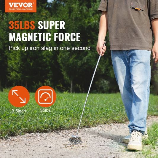 VEVOR Telescoping Magnetic Sweeper Pickup Tool, 3.5inch Handheld Screws Parts Finder with 35LB Pul