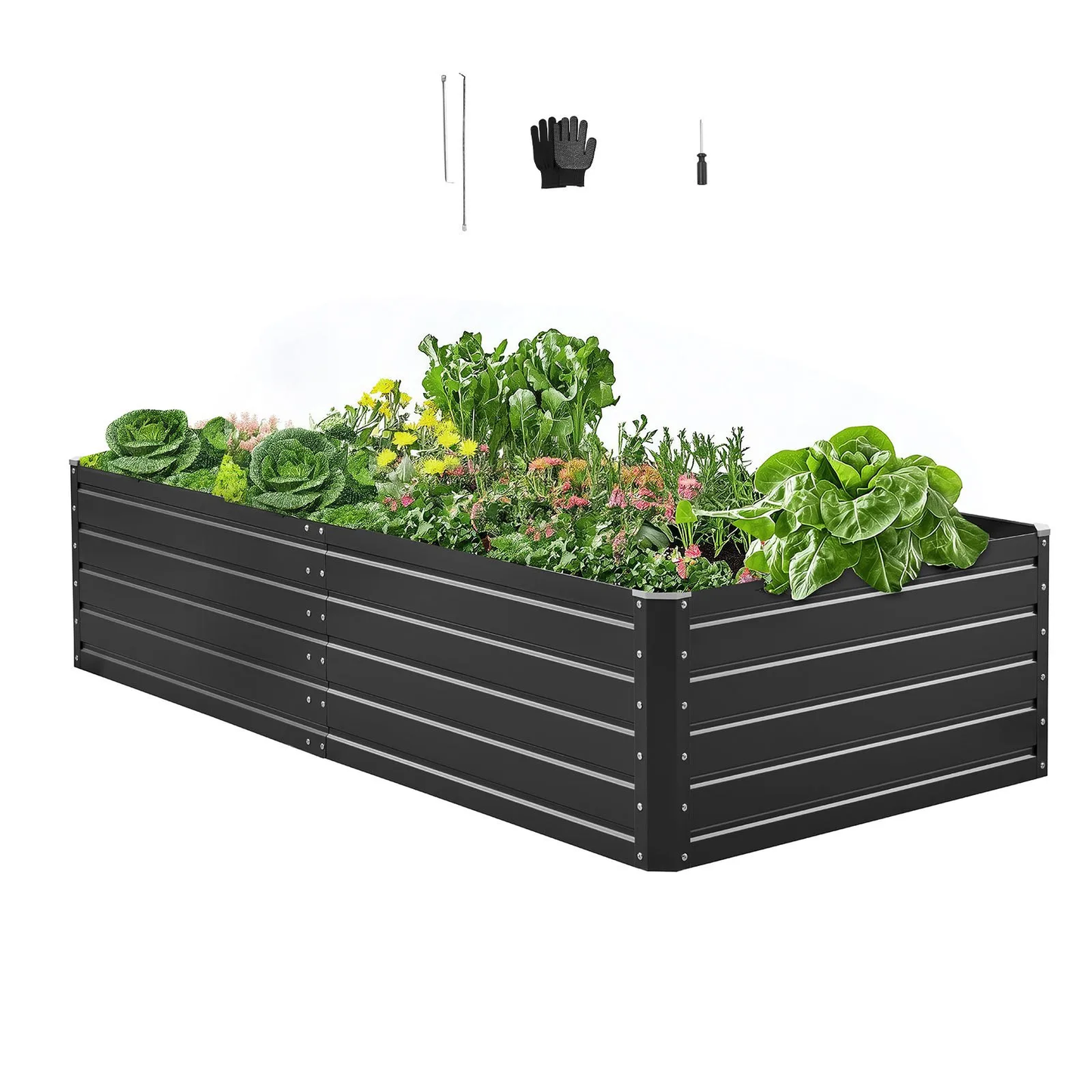 VEVOR Metal Raised Garden Bed, 6.7 x 3 x 1.5 ft Outdoor Galvalume Planter Garden Box, Open Bottom Design,-$55