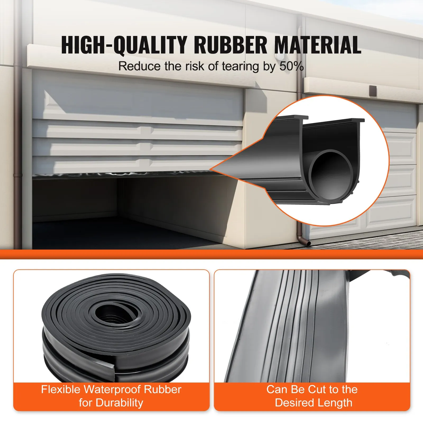 VEVOR Garage Door Seals Bottom Rubber, U Shape +O Ring Combination Garage Door Bottom Weather Seal,-$18