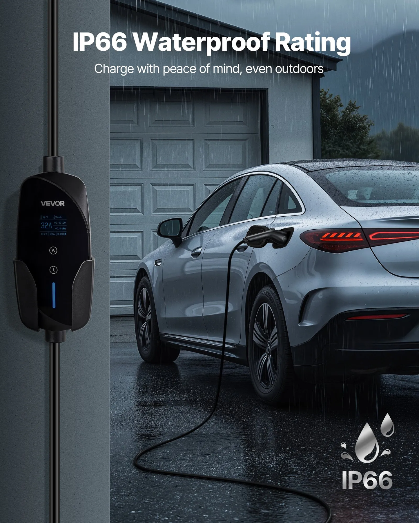 VEVOR Level 2 EV Charger, 32 Amp Adjustable Current, 240V Electric Vehicle Portable,-$110