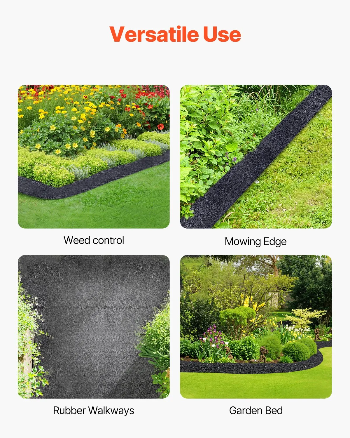 VEVOR Rubber Mulch for Landscaping, 2 Rolls Recycled Rubber Mulch Mat 120 x 4.5 in, -$25