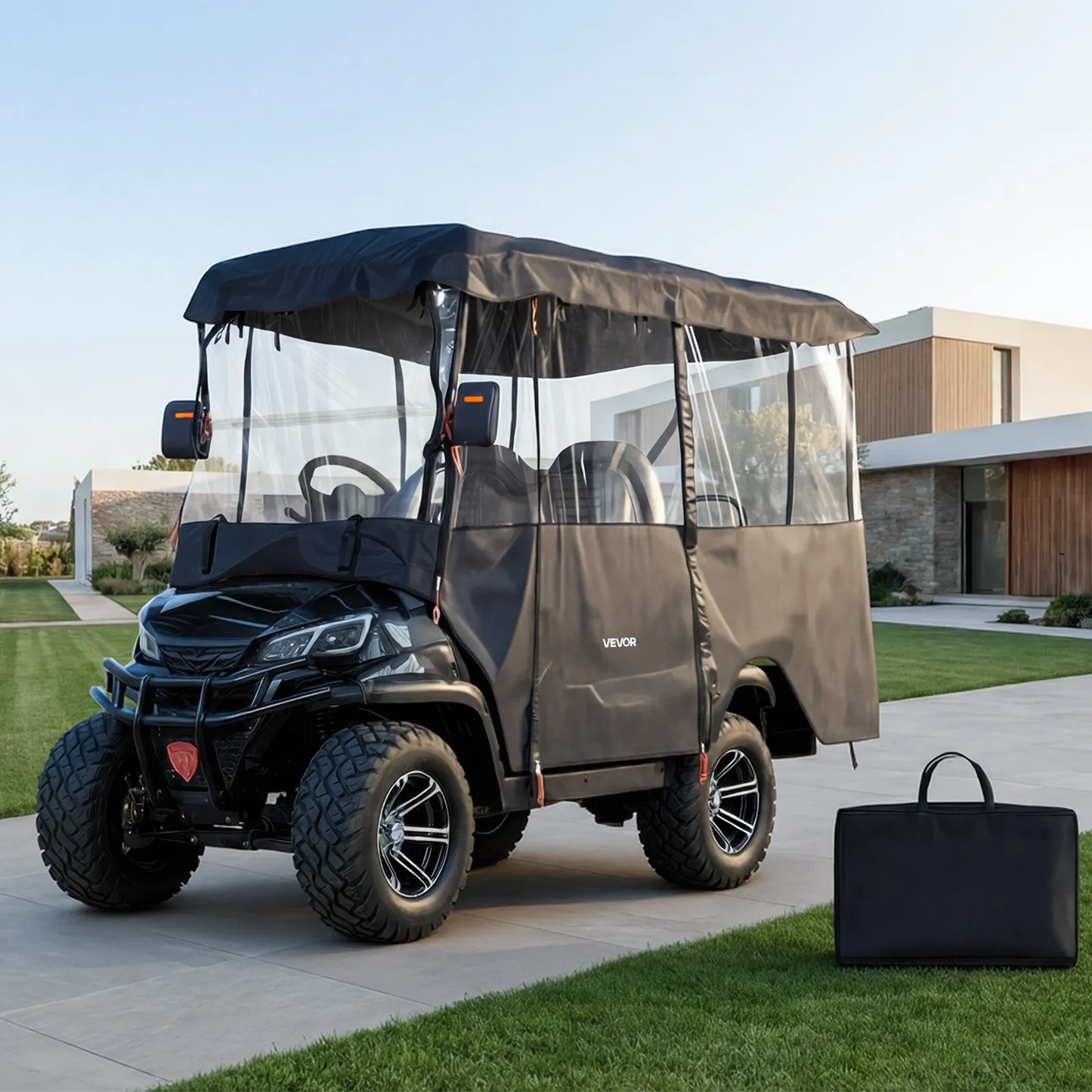VEVOR Golf Cart Cover, Visible Full-Enclosure 2+2/4 Passenger Golf Cart, 420D Waterproof Oxford Fabric,-$70