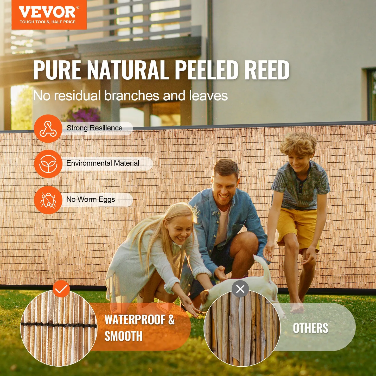 VEVOR Natural Reed Fencing, 4 ft x 16.4 ft, Reed Screen Curtain Balcony Reed Fence Roll for Outdoor,-$35