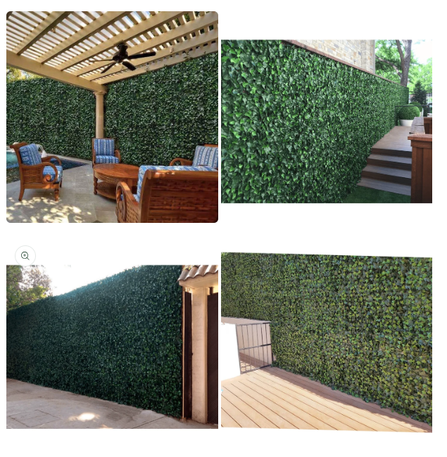 BNIB-Artificial Green Foliage UV-protected Foliage for Outdoor Decor set of 4 19.68 in x 19.68 in panels,-$60