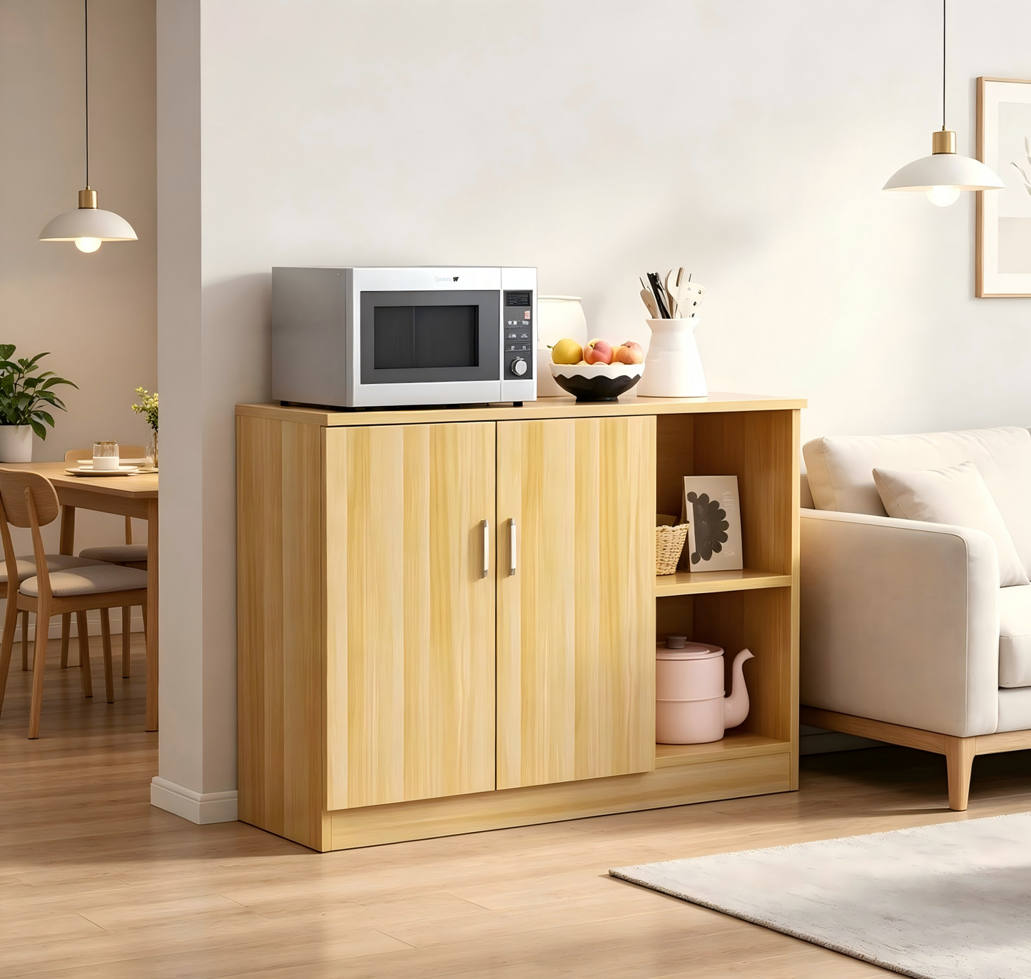 Brand New Assemble2-Door 2-Compartment Sideboard Cabinet,Storage Cabinet, light oak,-$100