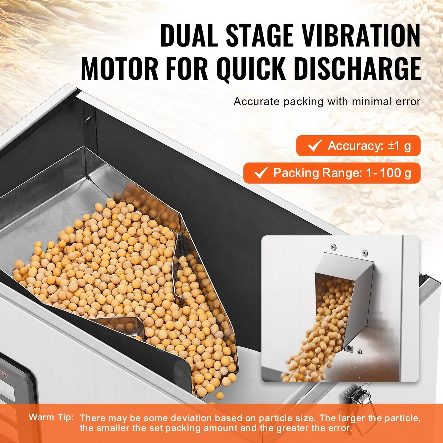 VEVOR Powder Filling Machine: 1-100g/0.002-0.22lbs, Automatic Particle Weighing Dispenser