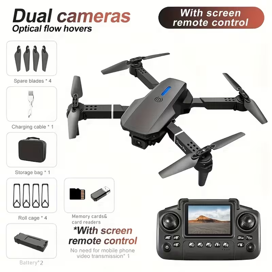 Brand New 2025 New E88 Screen-Controlled Drone, equipped with dual electric cameras, 480P (Black),-$35