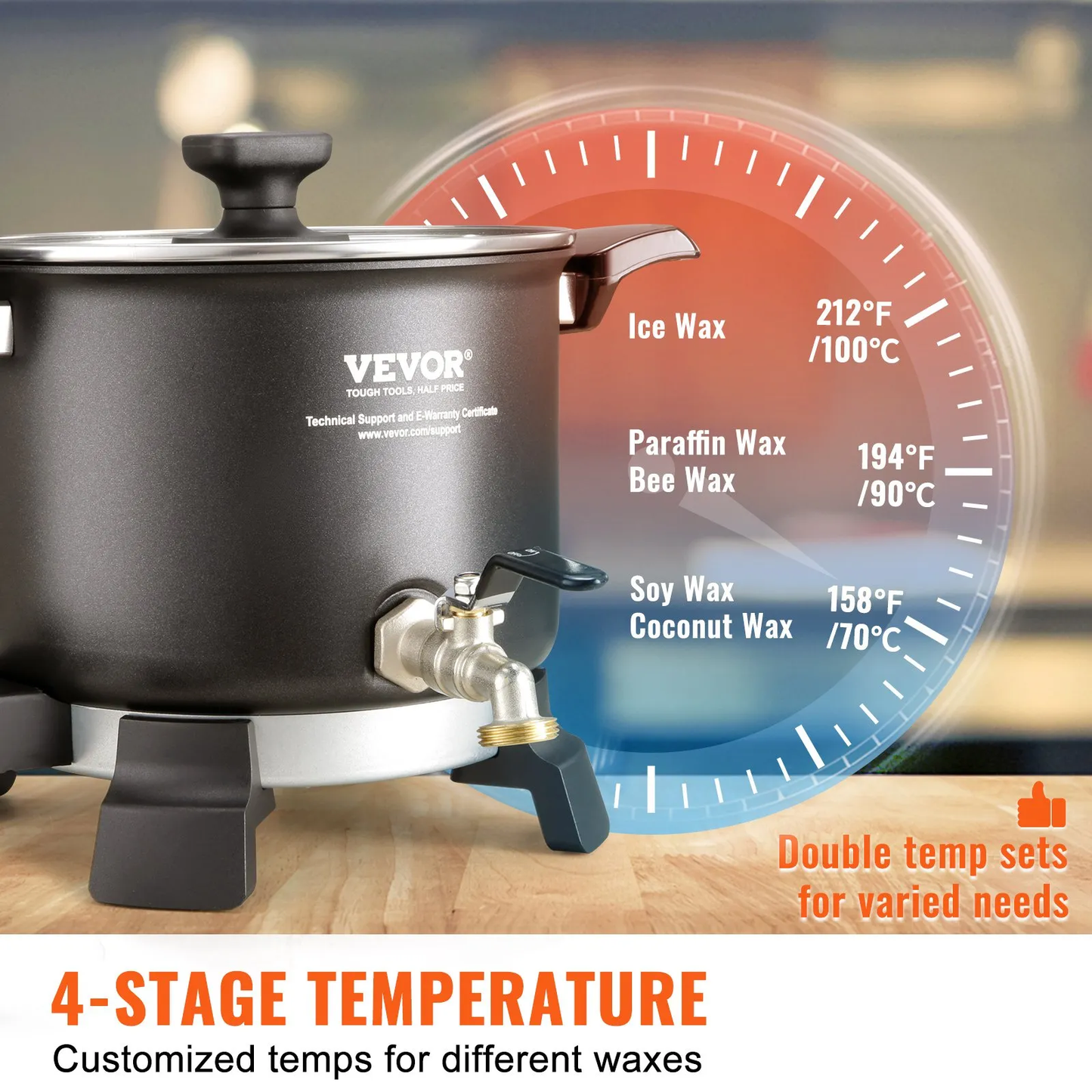 VEVOR 5 L Wax Melter for Candle Making, Large Electric Wax Melting Pot Easy Pour Spout,-$40