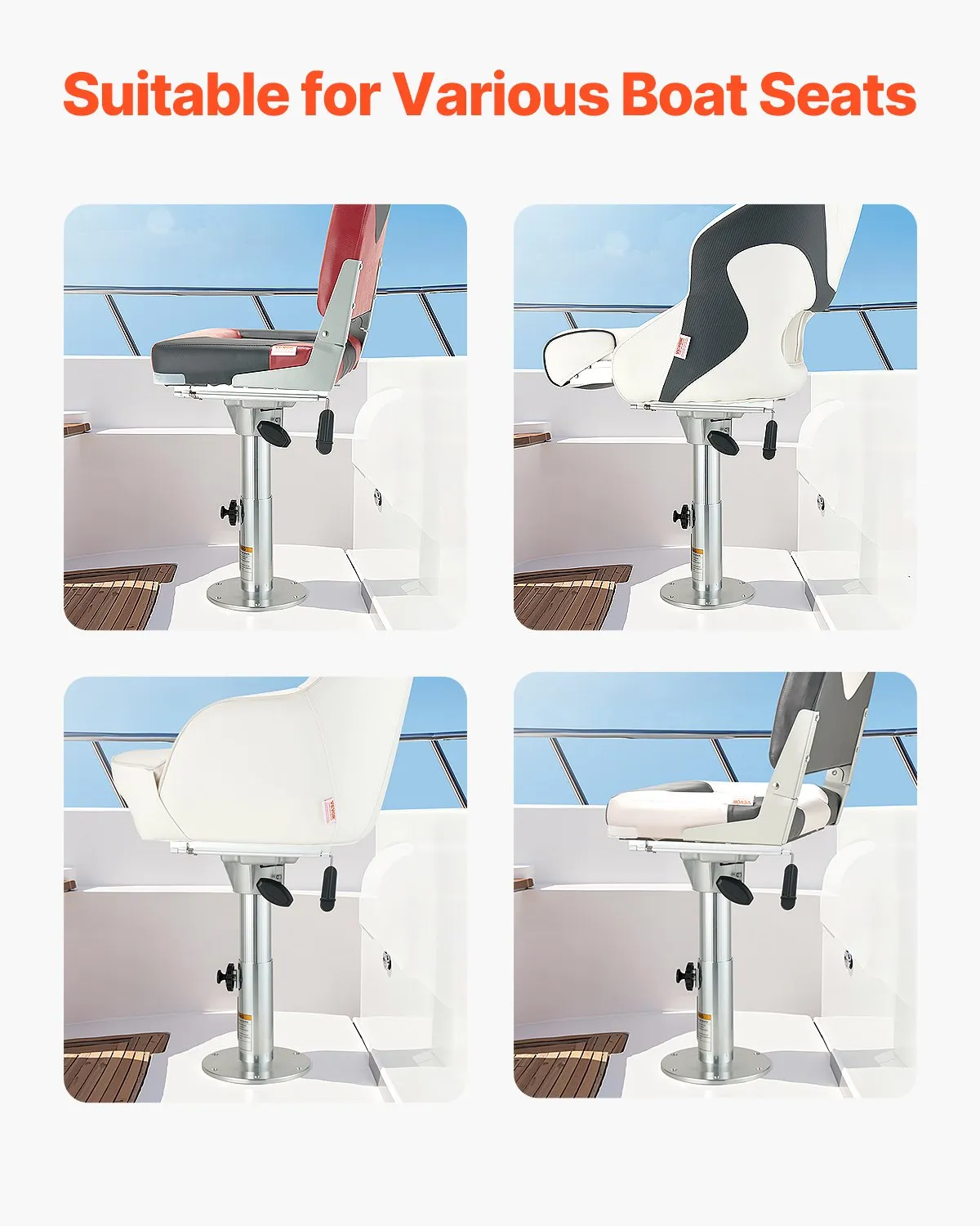 VEVOR Boat Seat Pedestal, Forward & Backward Sliding Adjustment, Aluminum Alloy Boat,-$45