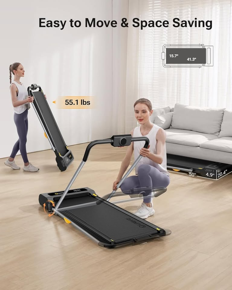 BNIB-UREVO 2.5HP 2-in-1 Folding Treadmill/Walking Pad, 1-12KM/H with Smart Rotary Console,-$280
