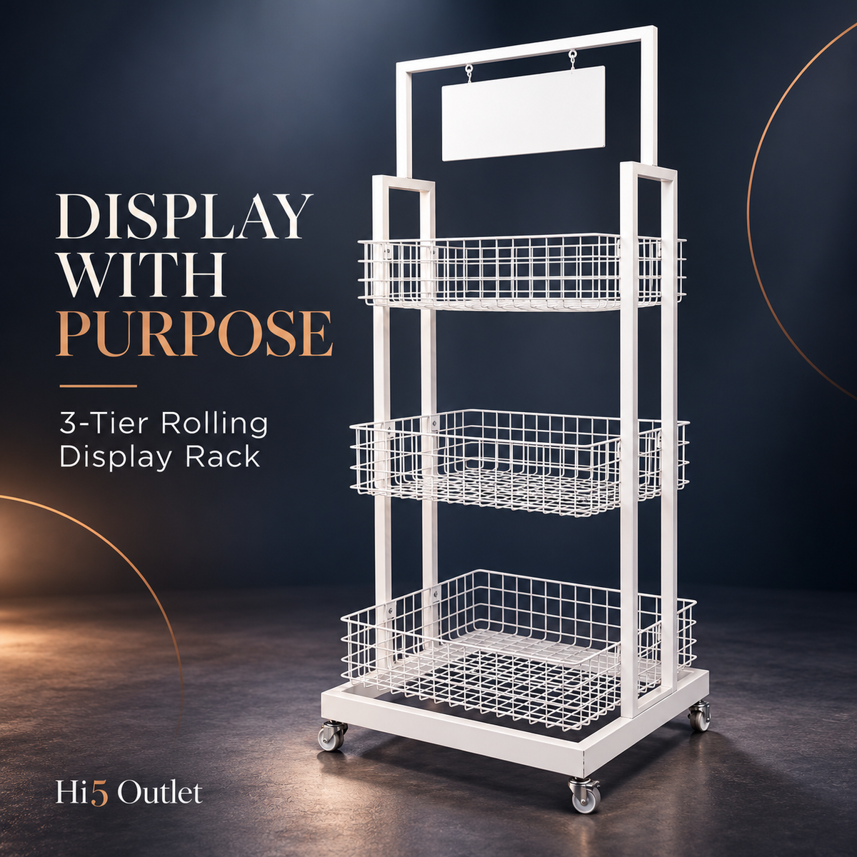 BNIB-4-Way & 3-Tier Storage Rack w/Wheels, Retail Display Racks, Household Storage Organizer