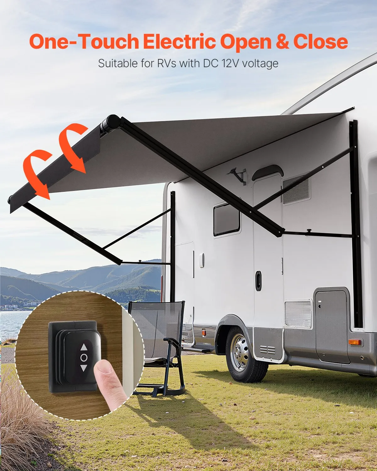 VEVOR Motorized RV Awning Complete Kit, 14' Retractable Awning w/Aluminum Alloy Frame,-$700