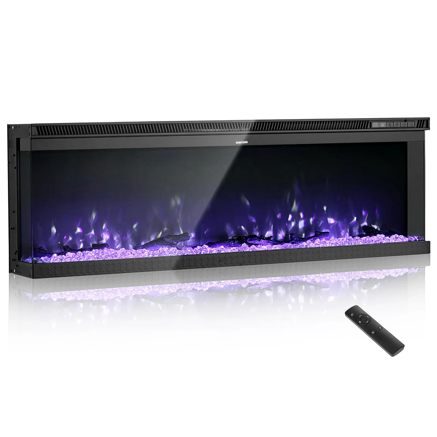 VEVOR 60 inch Electric Fireplace, Three-Sided Glass Wall Mounted Recessed Fire Place with Remote Control,-$250