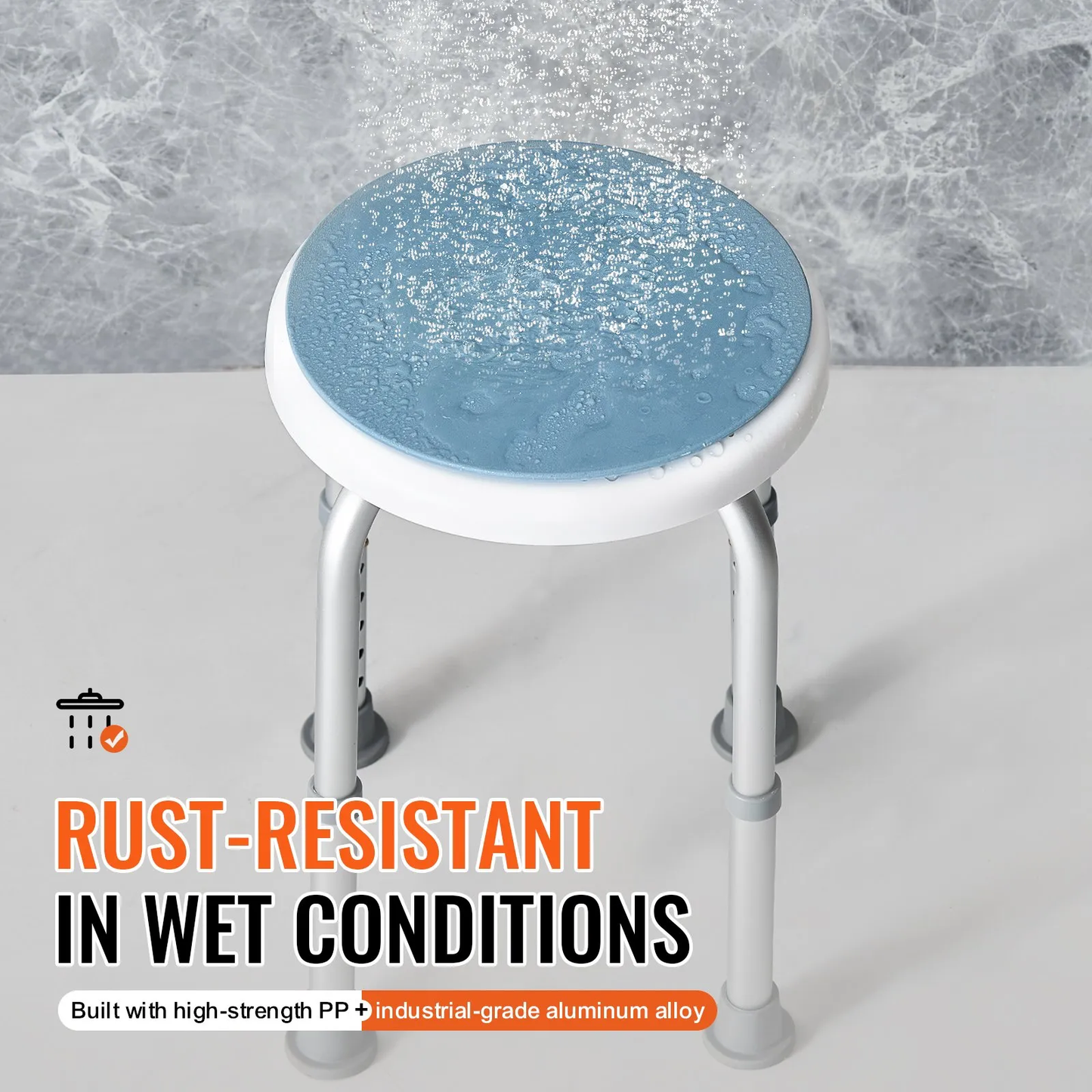 VEVOR Shower Chair 360 Degree Rotating, Adjustable Height Shower Stool Seat, for Inside Shower,-$25