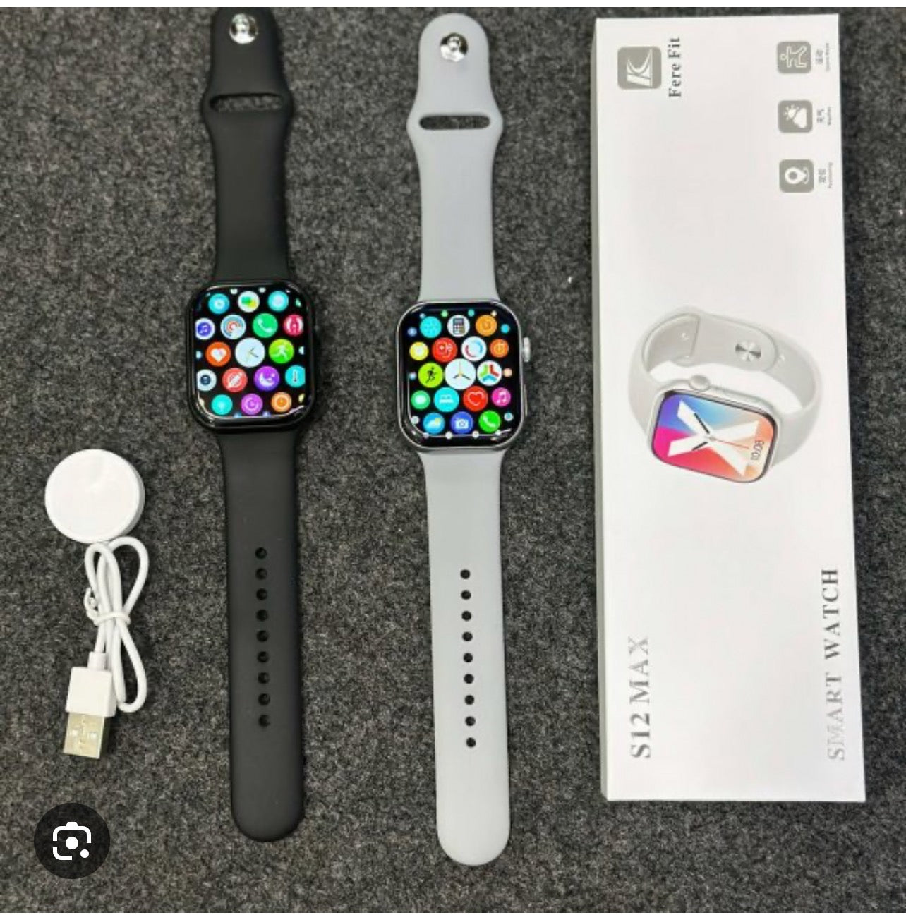 BNIB-PremiumAV S12 Max Smart Watch with 1.83 Inch HD Display, Heart Rate Monitor, Sports Modes,Black,-$25
