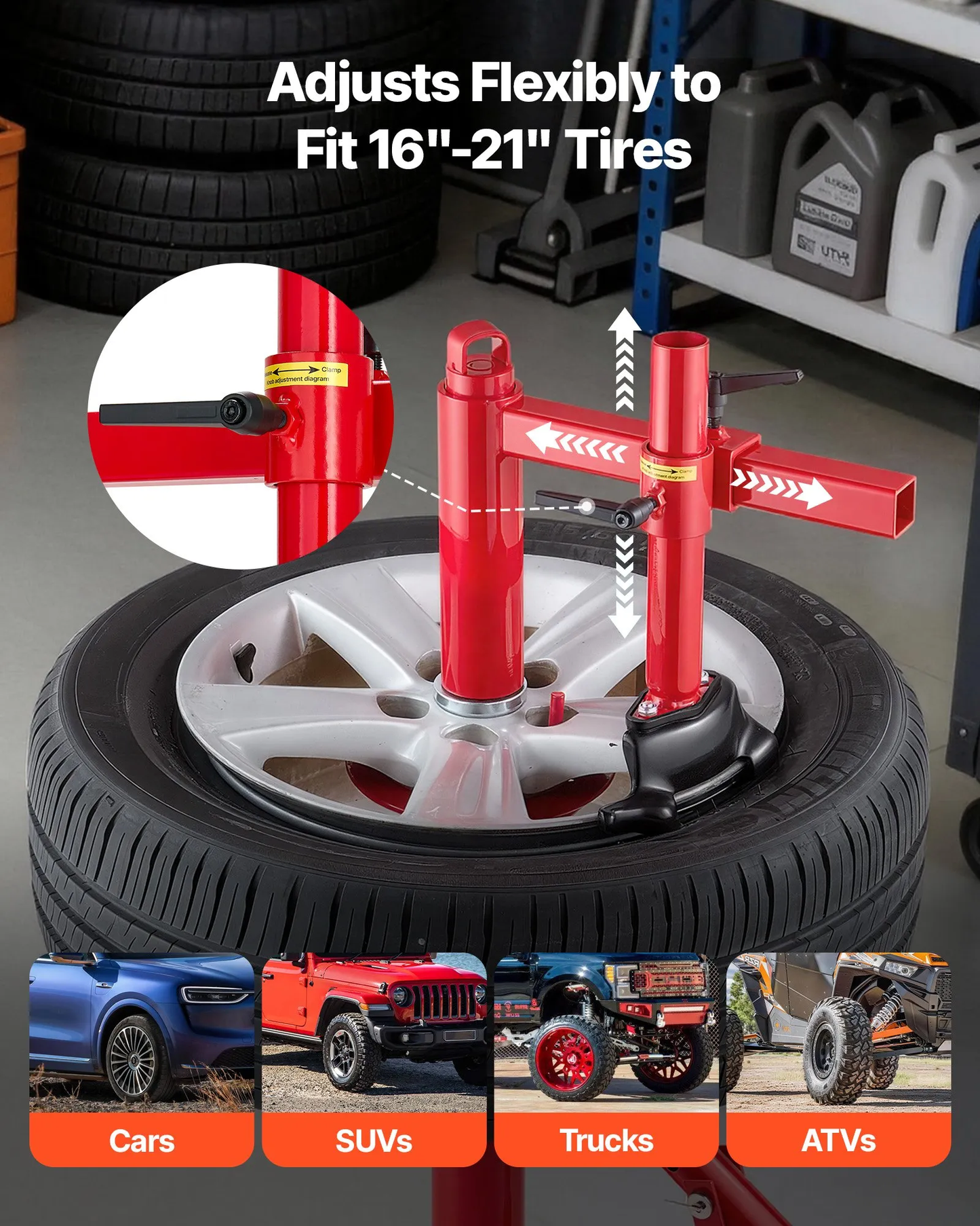 VEVOR Manual Tire Changer Duck Head Kit with Silver Cone, Fit for 16"-21" Wheels,  for Most Cars, SUVs,-$35