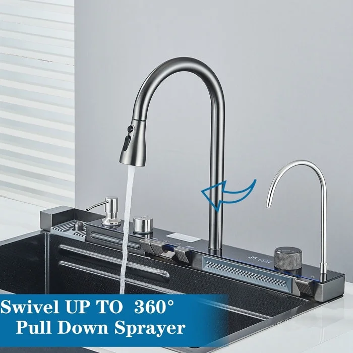 BNIB-Gun Ash Stainless Steel 30" Drop In Kitchen Sink Top Mount Single Bowl w/Kitchen Facuet,-$200