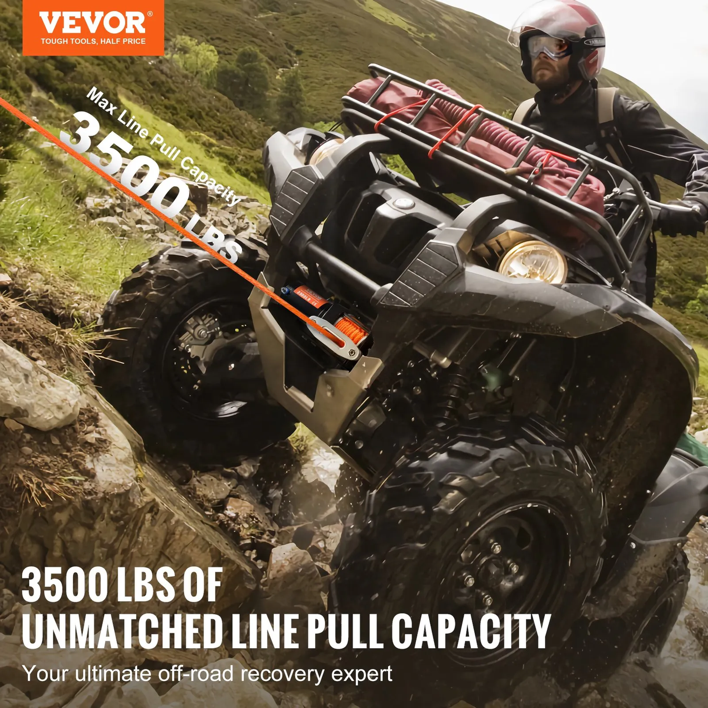 VEVOR Electric Winch, 3500 lb Line Pull Capacity, 12V DC ATV Winch with Φ3/16 in x 39 ft 12,-$85