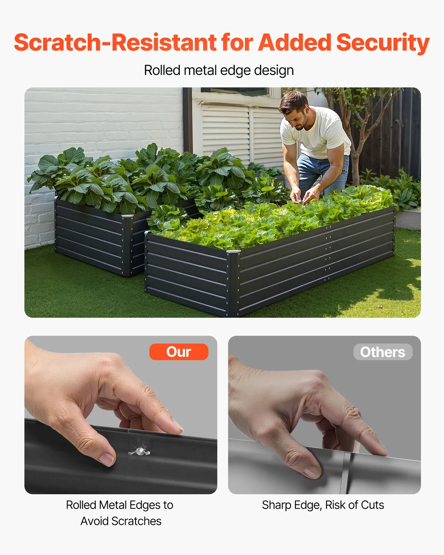 VEVOR Metal Raised Garden Bed, 6.7 x 3 x 1.5 ft Outdoor Galvalume Planter Garden Box, Open Bottom Design,-$55