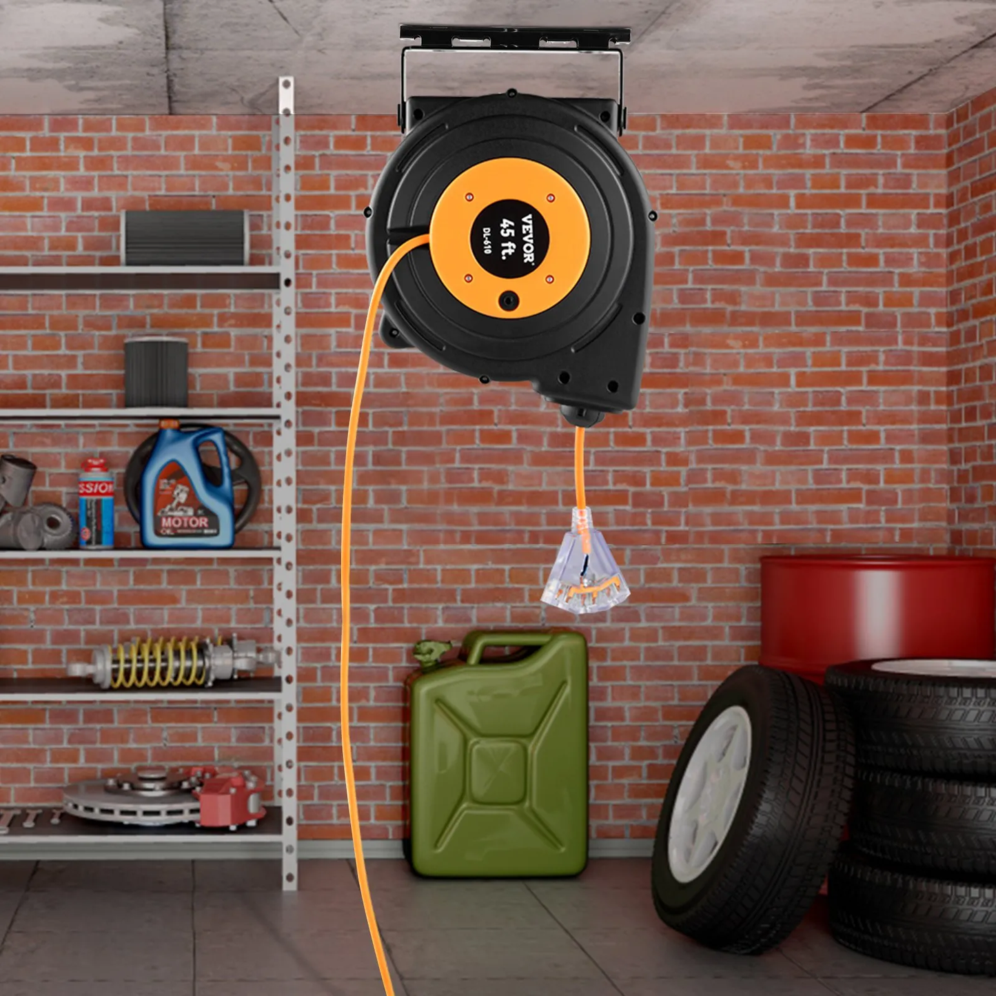 VEVOR Retractable Extension Reel, Heavy Duty 12AWG/3C SJTOW Power Cord 45 FT 12AWG,-$85