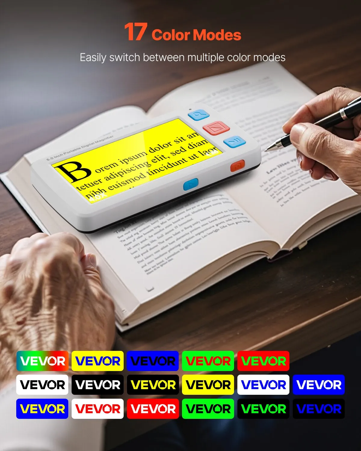 VEVOR Portable Digital Magnifier, 5-inch HD Electronic Video Magnifier for Low Version, 4X - 32X Zoom,-$110