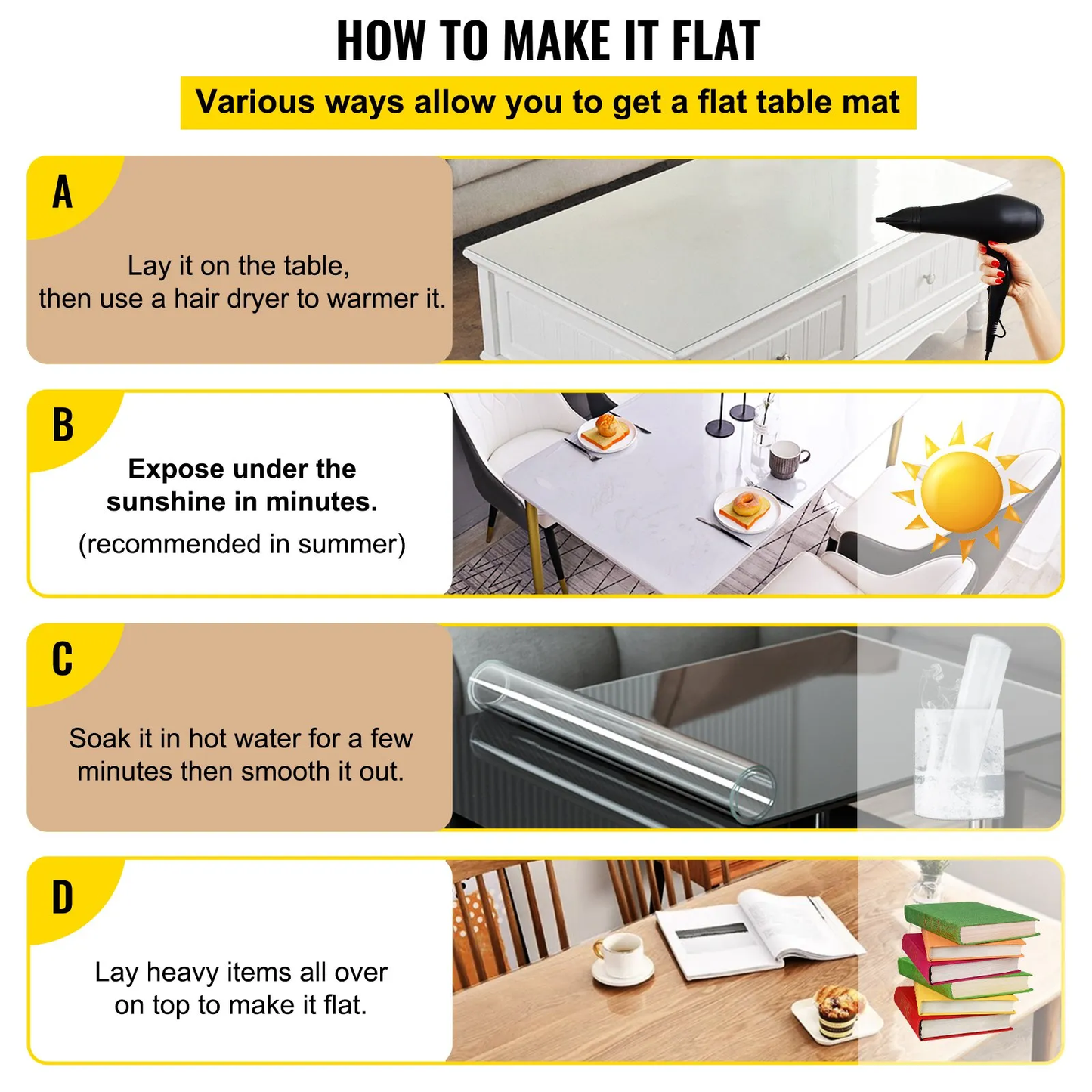 VEVOR Plastic Table Cover 42 x 72 Inch, 1.5 mm Thick Clear Table Protector,-$28