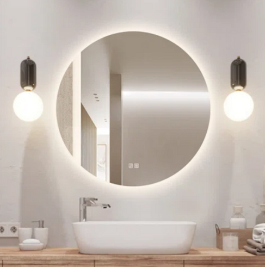 BNIB-Arcus Home LED Backlit Frameless Round Wall Mirror 26" x26"