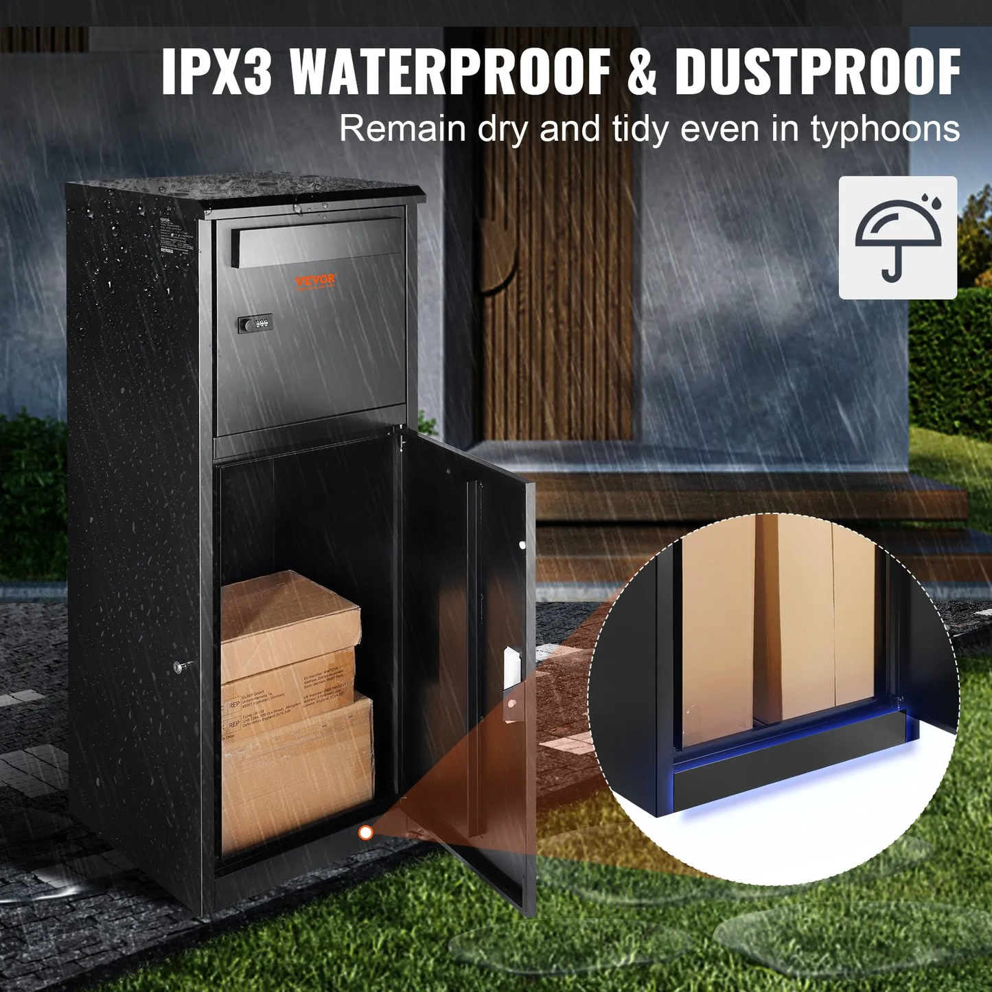 VEVOR Package Delivery Boxes for Outside 16.2"x15.8"x44", Galvanized Steel Delivery Box W/Coded Lock,-$180