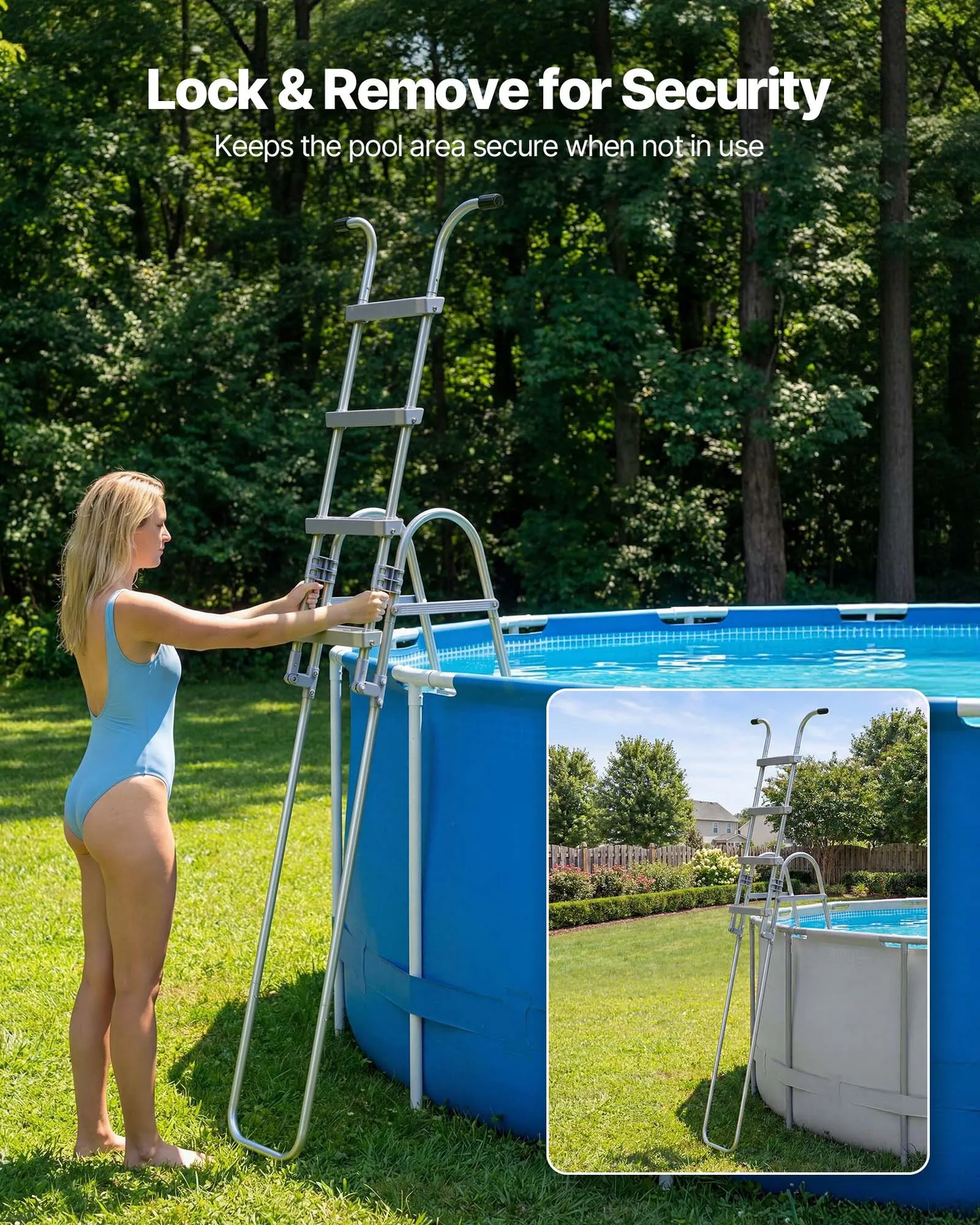 VEVOR Above Ground Pool Ladder, 4-Step Steel A-Frame Swimming Pool Stairs for 52 in High,-$65