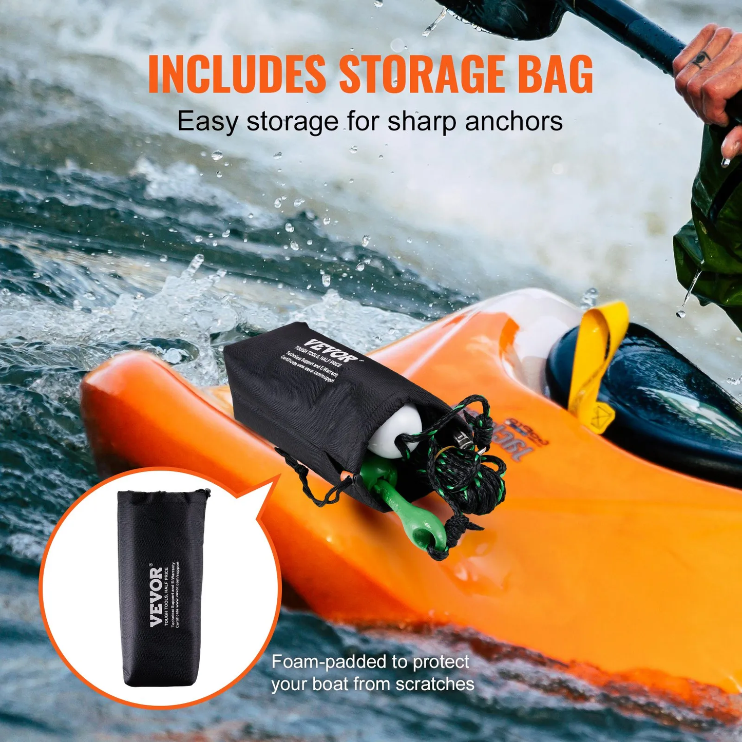VEVOR Kayak Anchor Kit, 3.5 lb Paddle Board Anchor Kit with 26.2 ft/8 m Rope and Buoy,-$20